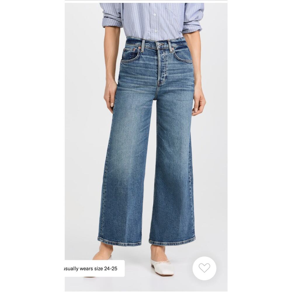 RE/DONE NWT High Rise Wide Leg Crop Denim Jeans in Crafted Indigo // 24 - Picture 15 of 15
